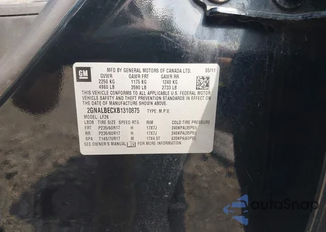 2011 Chevrolet Equinox Ls z USA, uszkodzony, nr VIN 2GNALBECXB1310875